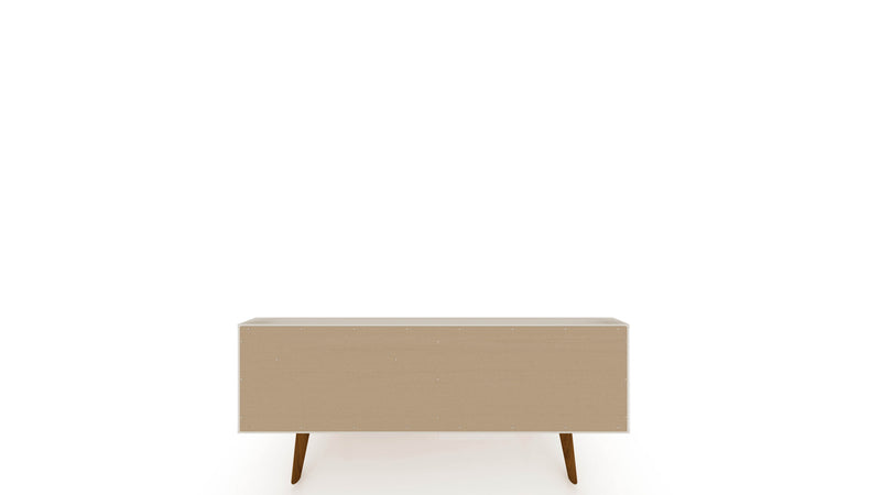 Manhattan Comfort Tribeca 53.94\" Mid-Century Modern TV Stand with Solid Wood Legs - Off White & Terra Orange Pink