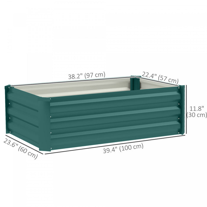 Outsunny Set Of 2 Raised Garden Beds, Galvanized Planter Box, Green
