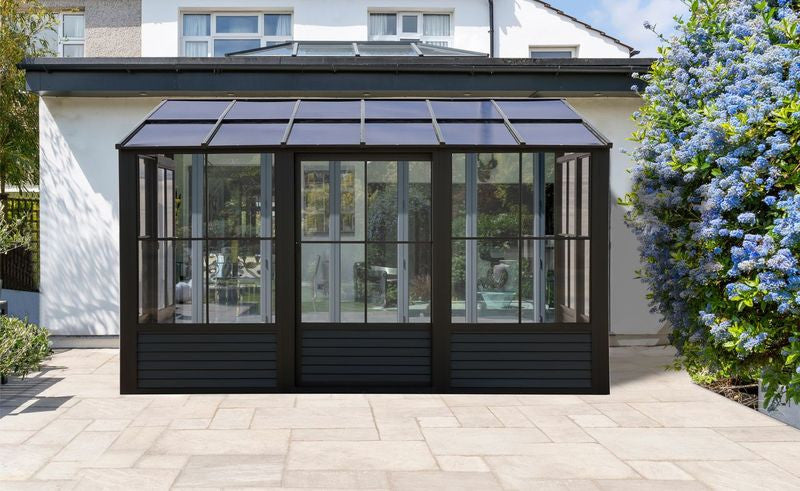 Florence - Wall Mounted Solarium 8x12 Polycarbonate Roof In Black