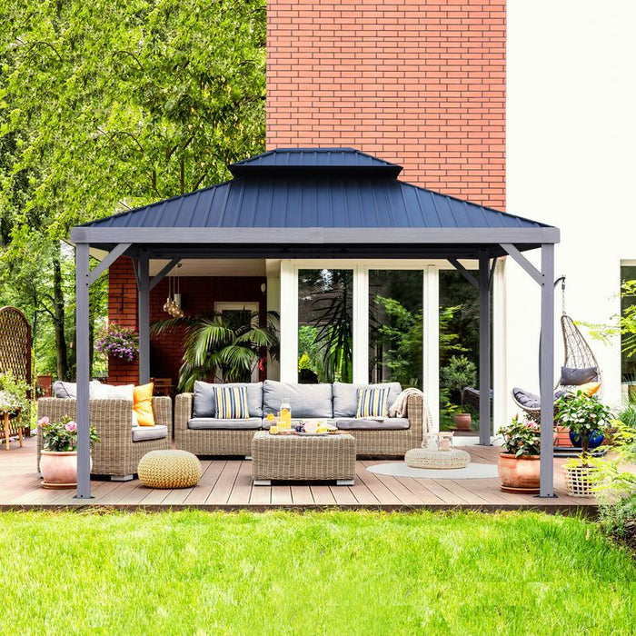 Yosemite 10x12 Double Steel Roof Gazebom Aluminum Posts