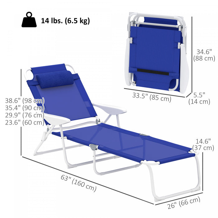 Outsunny Outdoor Lounge Chair With Adjustable Backrest, Blue
