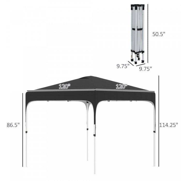 Outsunny 10' X 10' Pop Up Canopy Tent With Sand Bags, Upf 50+ Instant Sun Shelter, Tents For Parties, Height Adjustable, With Wheeled Carry Bag, For Outdoor, Garden, Patio, Black