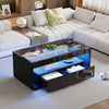 Emily Coffee Table with LED Lights and Open Storage,Black | Emily table basse avec eclairage LED et rangement ouvert, noir