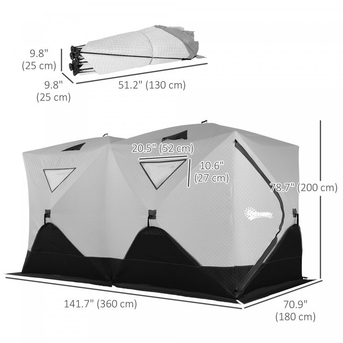Outsunny 8-person Insulated Ice Fishing Tent, Pop-up, For -22℉, Grey