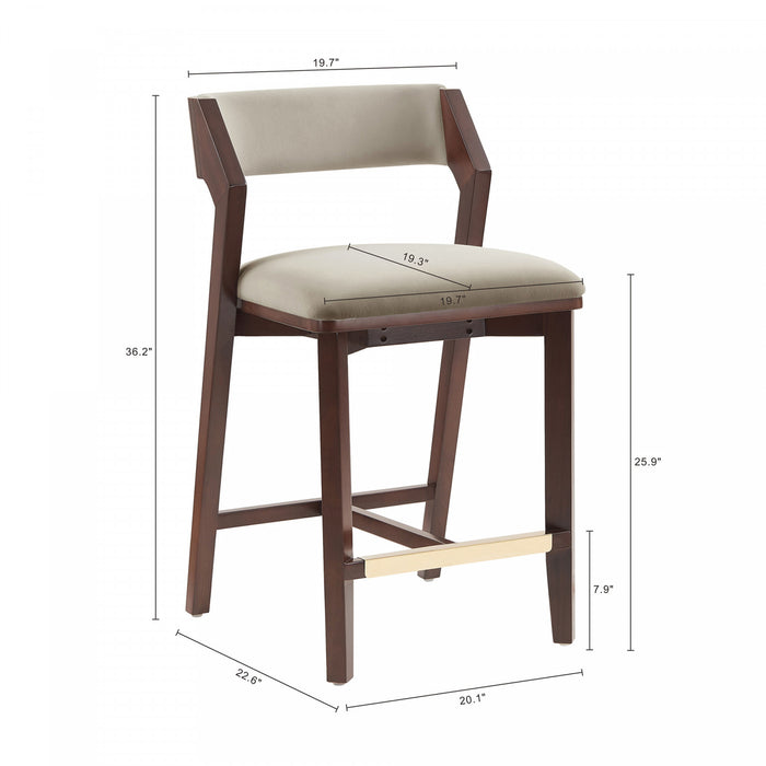 Patricia Modern Wood Upholstered Counter Stool in Linen - Set of 3