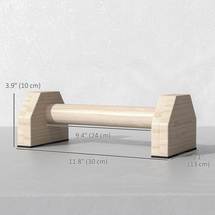 Soozier Push up Handles, Wooden Parallettes Bars with Non-Slip Base Natural