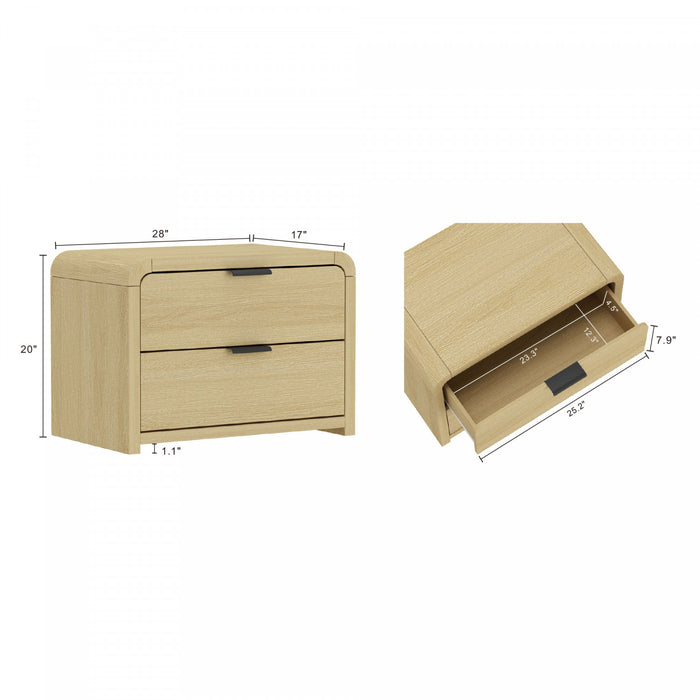 Grace Modern 28\" Nightstand in Natural Oak and Black