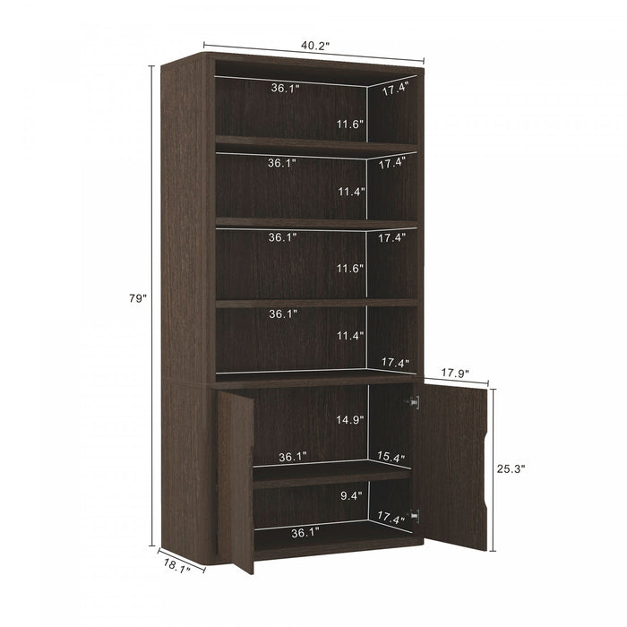 Rivington Modern 40\" Bookcase Cabinet in Walnut - Set of 2