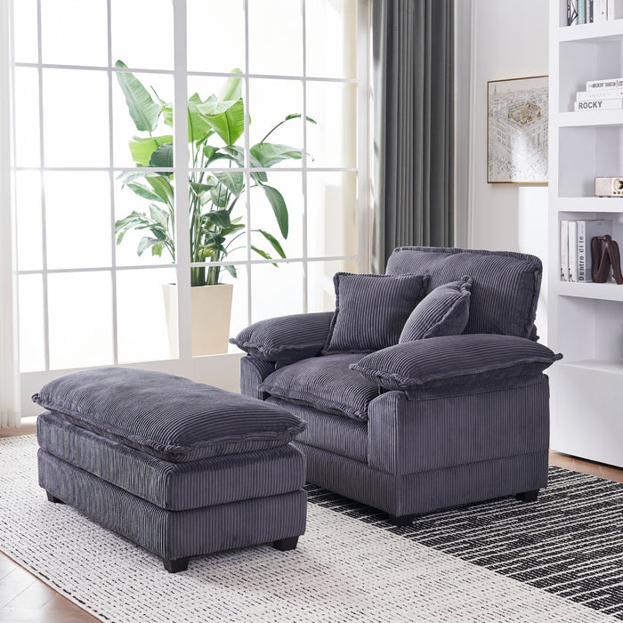 Liam 46.9\" Modern indoor corduroy sofa with 2 soft cushions ,Grey Sofa