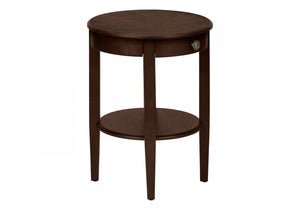 Accent Side End Table 2-Tier Round Nightstand Bedroom Brown Veneer Transitional