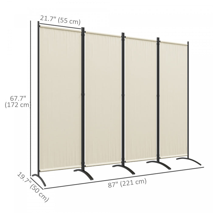 Outsunny Room Divider, 5.6ft Folding Privacy Screen, Cream White