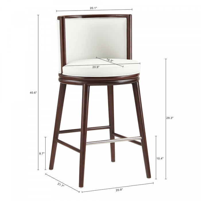 Evalyn Modern Wood Upholstered Barstool in White