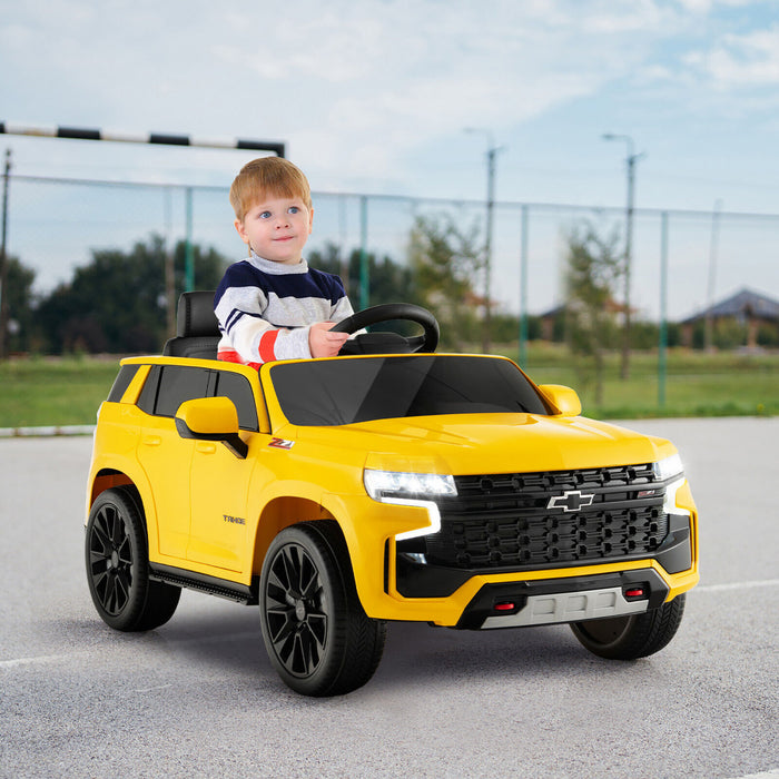 12v Kids Ride On Car Chevrolet Tahoe Electric Truck Suv Remote W/ Light & Music Yellow
