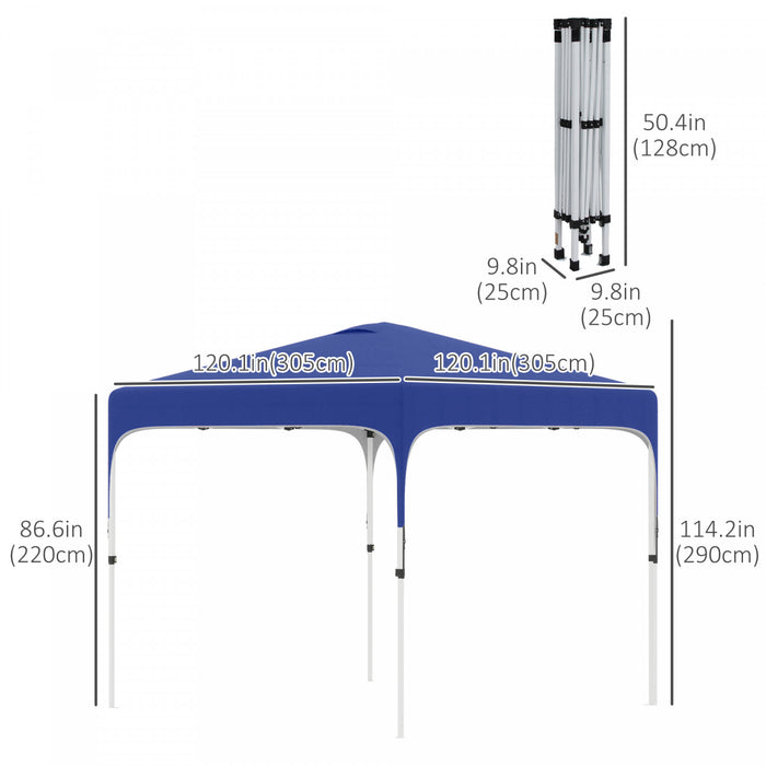 Outsunny 10' X 10' Pop Up Canopy Tent, Instant Sun Shelter, Tents For Parties, Height Adjustable, With Wheeled Carry Bag And 4 Sand Bags, For Outdoor, Garden, Patio, Royal Blue
