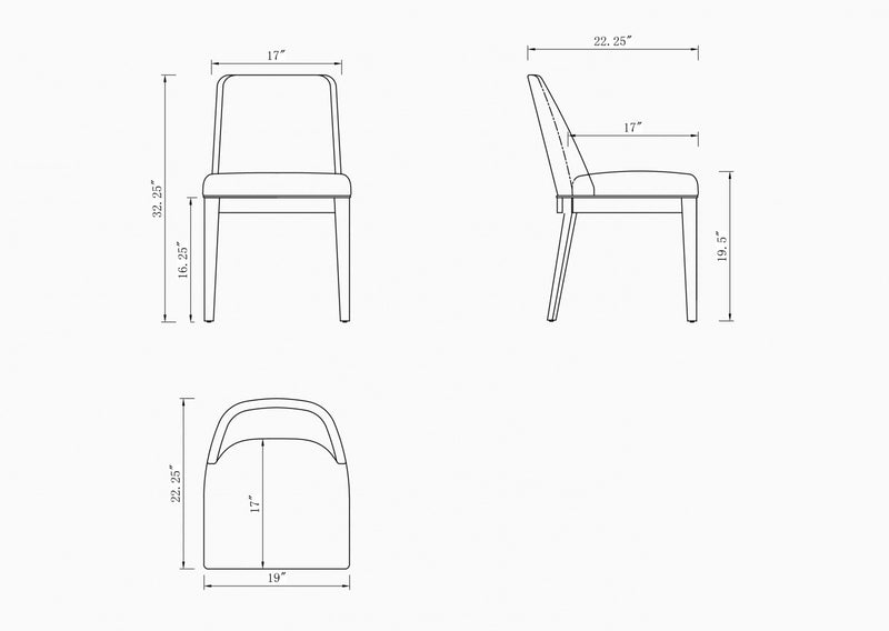 Gansevoort Modern Wood Vegan Leather Dining Chair in Light Gray - Set of 4