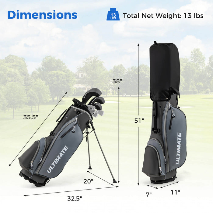 Men's Complete Golf Clubs Package Set 10 Pieces Includes Alloy Driver Grey