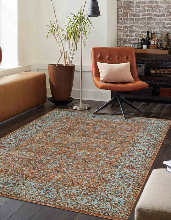 Hailey Traditional 9'3\" x 11'10\" Area Rug in Orange Indoor Area Rug