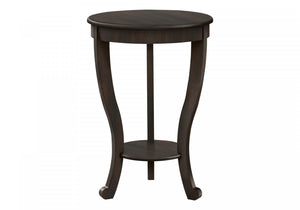 Accent Side End Table 2-Tier Bedroom Nightstand Round Brown Veneer Traditional