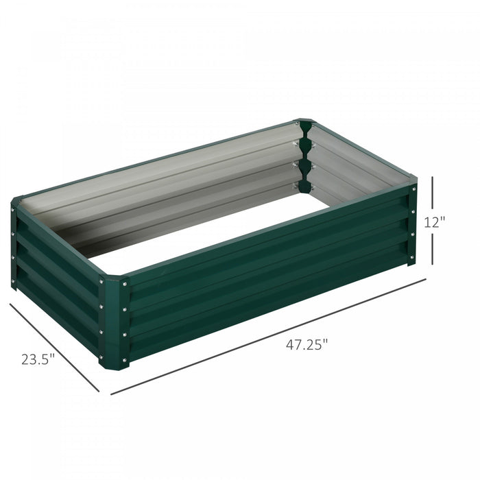 Outsunny 4' X 2' X 1' Raised Garden Bed, Galvanized Steel Planter Box For Vegetables, Flowers, Herbs, Green