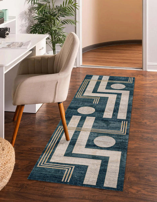 Erisa Contemporary 2'2\" x 7'7\" Runner Rug in Blue Indoor Area Rug