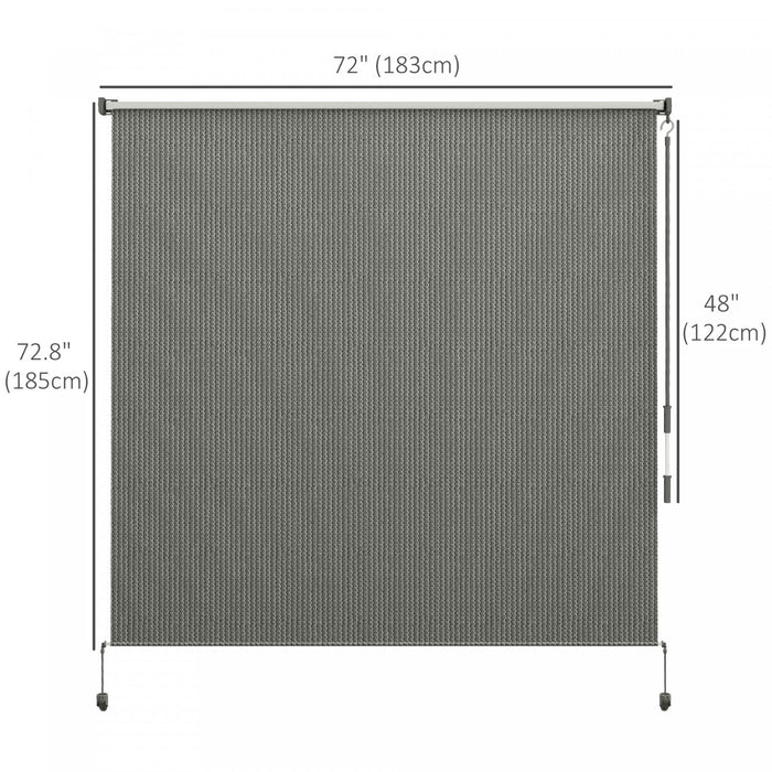 Outsunny Outdoor Roller Shade, 6' X 6' Patio Door Blinds, Dark Grey