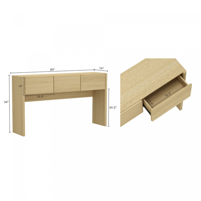 Linda Modern Console Table in Natural Oak Hall Table