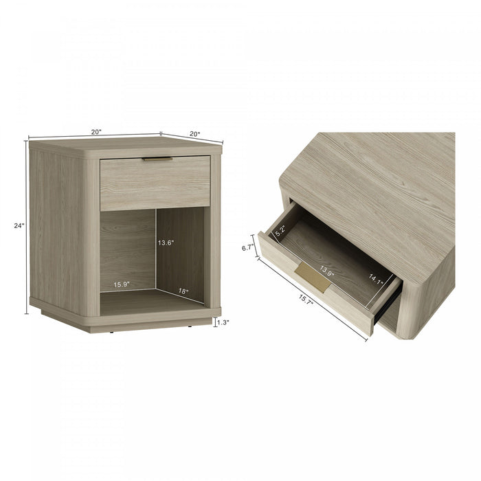 Evelyn Modern 20\" Nightstand in Natural (1-Drawer)