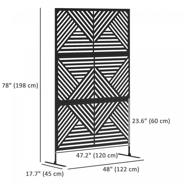 Outsunny Metal Outdoor Privacy Screen, Freestanding Outdoor Divider