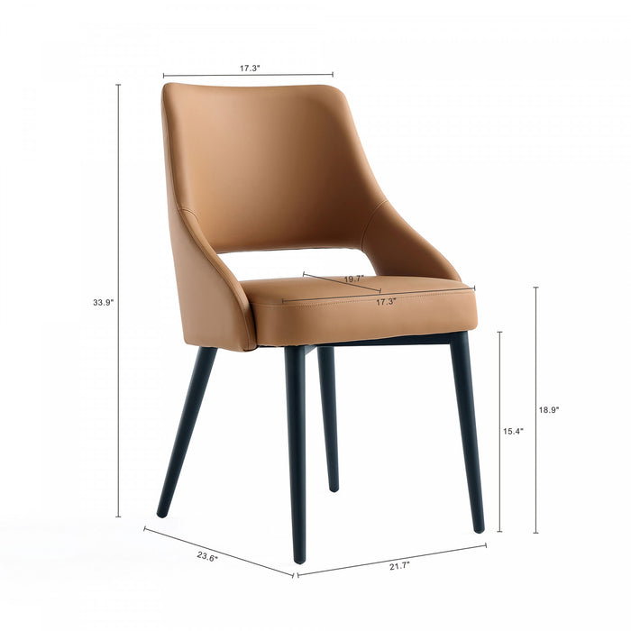 Tremont Modern Metal Vegan Leather Dining Chair in Saddle