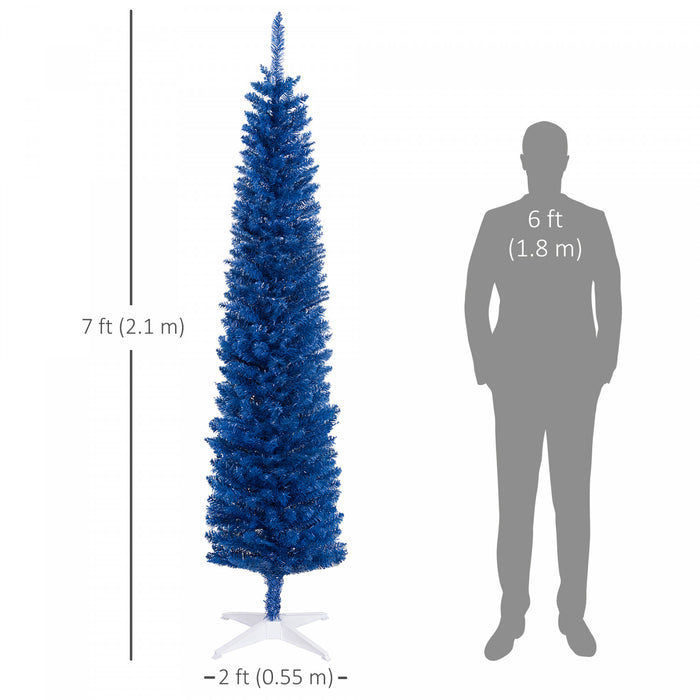 Homcom 7ft Pencil Artificial Christmas Tree With Realistic Branches