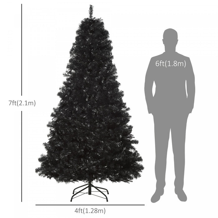 Homcom 7ft Artificial Christmas Tree With 1346 Branch Tips, Black