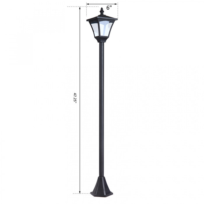Outsunny Single Solar Lamp Post Garden Solar-powered LED Streetlight Style Outdoor Light Waterproof 5-6 Hours With Base For Lawn Pathway Walkway 47\"h
