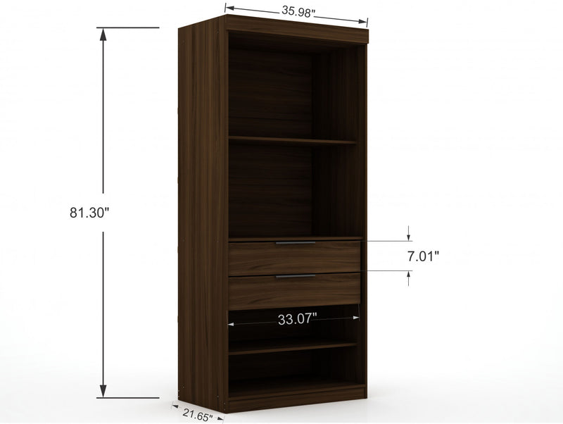 Mulberry Contemporary Modern 36\" Wardrobe Closet in Chestnut Brown