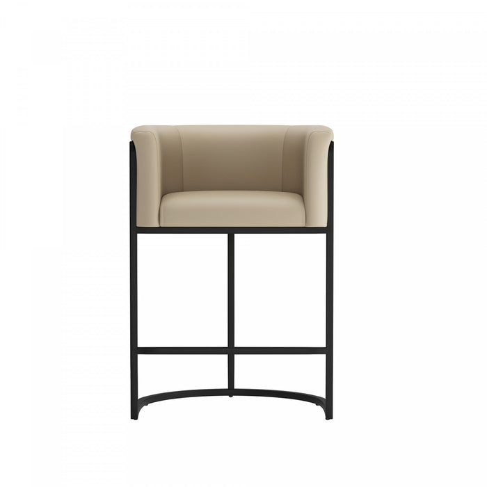 Cosmopolitan Mid-Century Modern Metal Upholstered Counter Stool in Greige