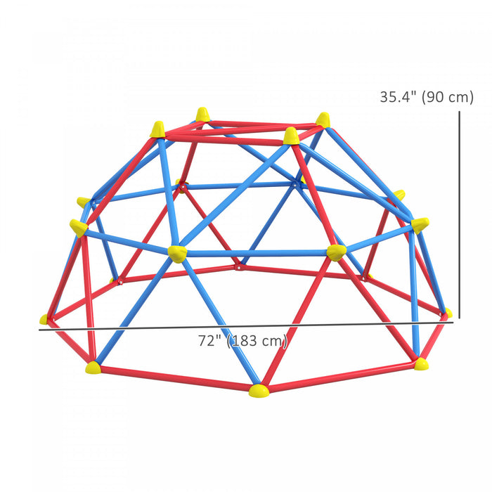 Outsunny 6 Ft Geometric Dome Climber Play Center, Outdoor Jungle Gym With Rust And Uv-resistant Steel, Support To 396 Lbs, For 1-4 Children Aged 3-8 Years Old