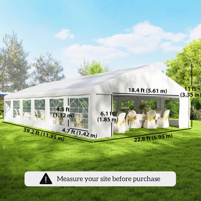 Outsunny 23' x 39' Heavy Duty Large Wedding Tent with Sidewalls, White