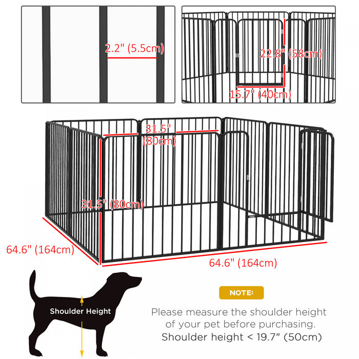 Pawhut Heavy Duty Dog Playpen, Steel Dog Pen With Door, Pet Exercise Fence, Outdoor Indoor Diy Design For Small And Medium Dogs, 31.5\" Height, 8 Panels