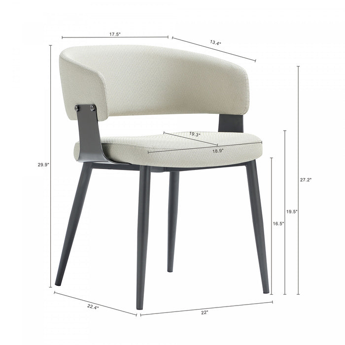 Luce Modern Textured Vegan Leather Metal Dining Chair in Oatmeal - Set of 4