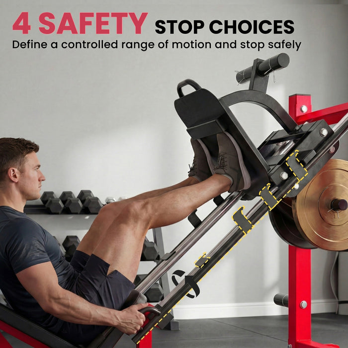 Soozier Adjustable Leg Press Machine with Wheels & Calf Block for Home Gym