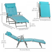 Outsunny Outdoor Chaise Lounge Chair With Folding Design Blue