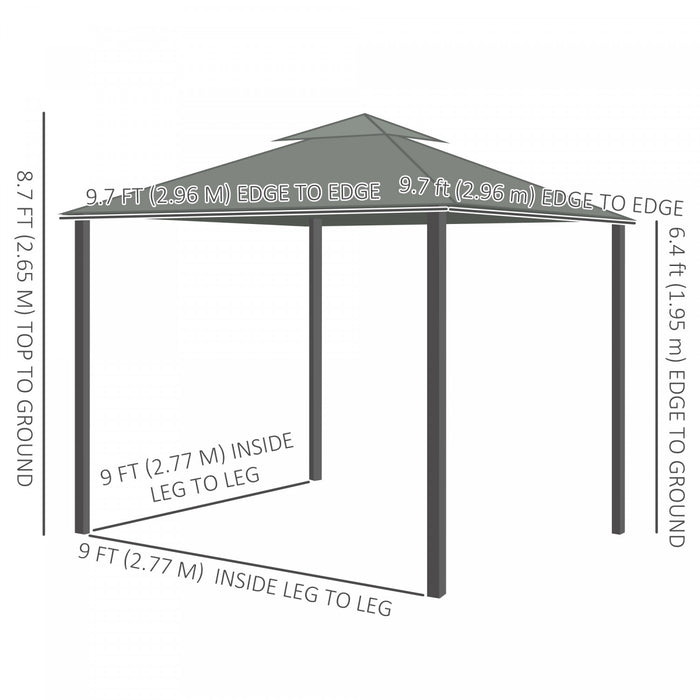 Outsunny 10' X 10' 2-tier Patio Gazebo With Mesh Sidewalls, Dark Grey