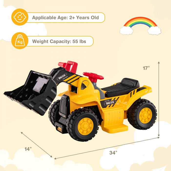 Costway 6v Electric Kids Ride On Bulldozer Pretend Play Truck Toy With Adjustable Bucket
