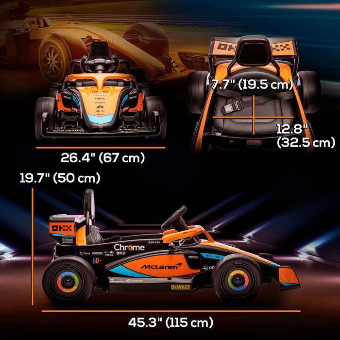 Qaba 12v Electric Car For Kids With Remote Control, Battery Powered Ride-On Kids Car Electric Ride On Car With Suspension, Music, Mp3, For Toddlers 3-5 Years, Orange