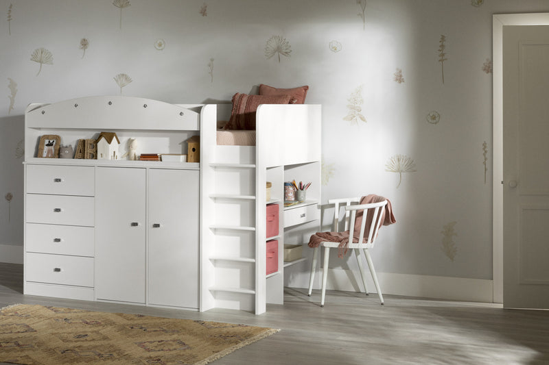 Tiara Loft Bed With Desk - Pure White 