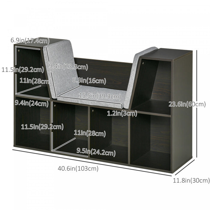 Homcom Kids Bookcase Toy Chest Kids Cabinet Storage Organizer Children Display Shelf For Toys Clothes Books Bedroom, Brown