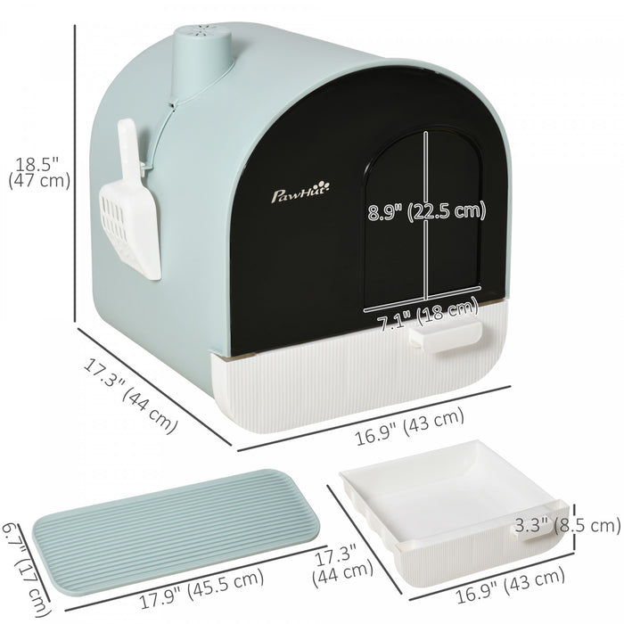 Pawhut Cat Litter Box With Lid, Enclosed Kitty Litter Box With Removable Tray, Scoop, Filter, Green