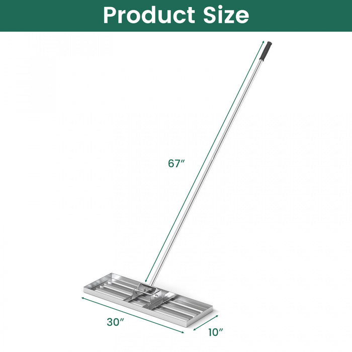 Costway Lawn Leveling Rake 30\" X 10\" Heavy Duty Level Lawn Tool For Garden Backyard/lawn Silver