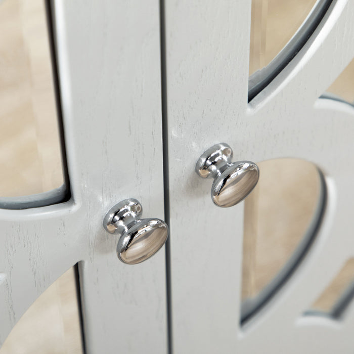 HOMCOM Mirrored Buffet Cabinet Kitchen Sideboard with 2 Cupboard, Gray