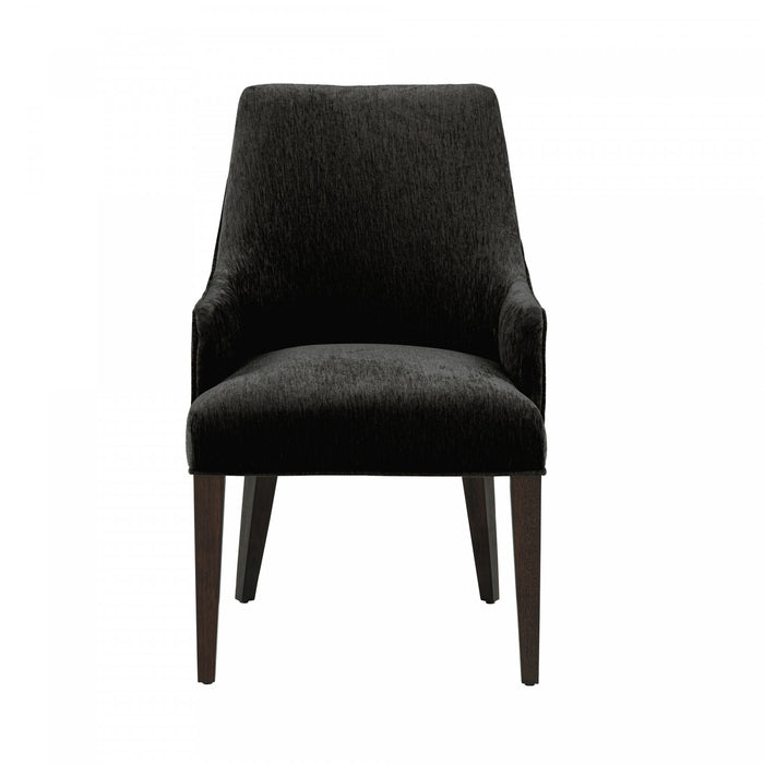 Beever Modern Chenille Wood Armchair in Black