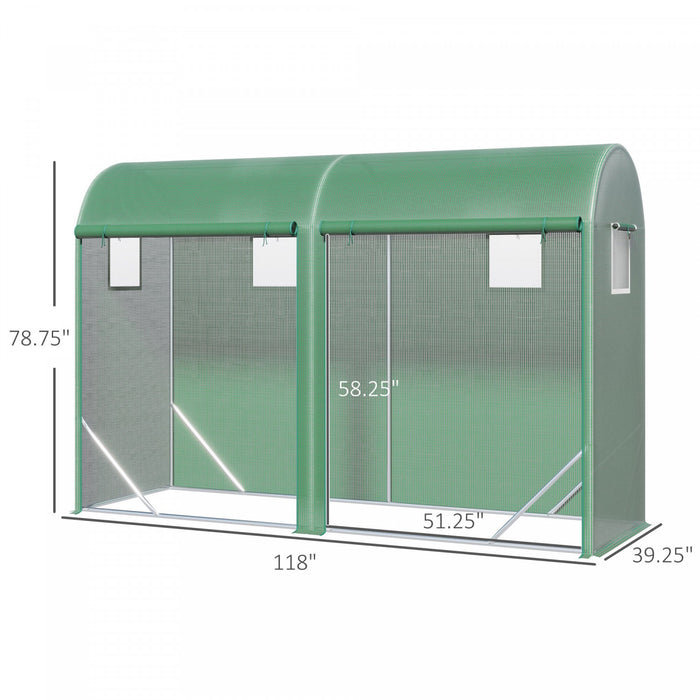 Outsunny 10' X 3' X 7' Tunnel Tomato Greenhouse Outdoor Walk-in Hot House With Roll-up Windows And Zippered Door, Steel Frame, Pe Cover, Green